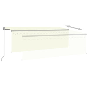 Markise Manuell Einziehbar mit Rollo & LED 4,5x3 m Creme Stilecasa