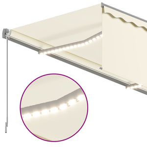 Markise Manuell Einziehbar mit Rollo & LED 4,5x3 m Creme Stilecasa