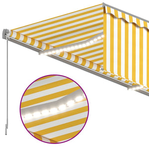 vidaXL Markise Manuell Einziehbar mit Rollo LED 4,5x3m Gelb & Weiß