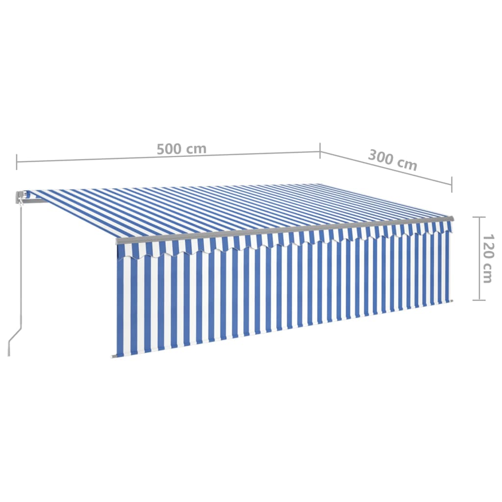 vidaXL Markise Manuell Einziehbar mit Rollo 5x3 m Blau & Weiß