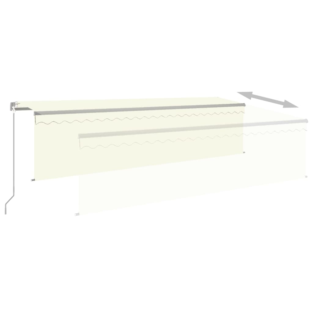 vidaXL Markise Manuell Einziehbar mit Rollo & LED 5x3 m Creme