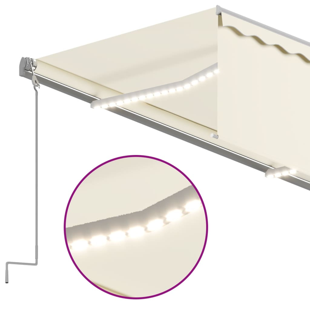 vidaXL Markise Manuell Einziehbar mit Rollo & LED 5x3 m Creme