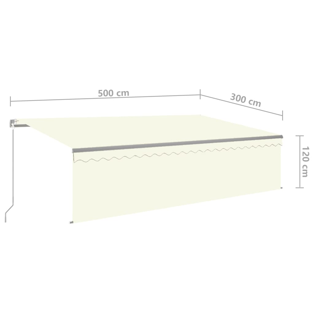 vidaXL Markise Manuell Einziehbar mit Rollo & LED 5x3 m Creme