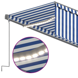 vidaXL Markise Manuell Einziehbar mit Rollo & LED 6x3 m Blau & Weiß