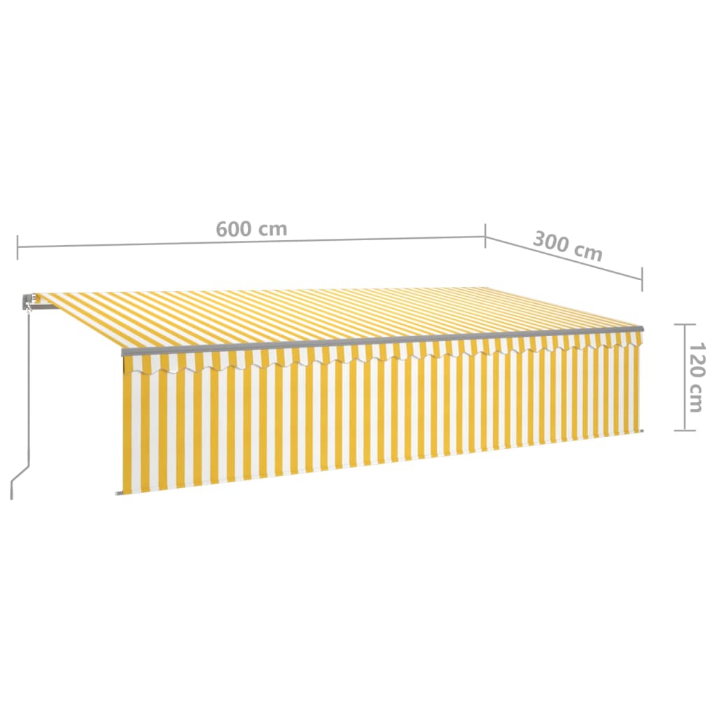 vidaXL Markise Manuell Einziehbar mit Rollo & LED 6x3 m Gelb & Weiß