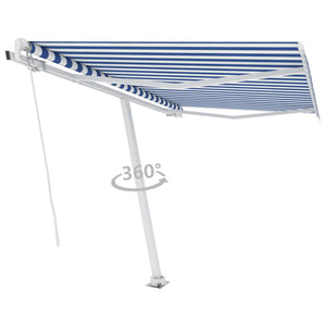 vidaXL Standmarkise Manuell Einziehbar 300x250 cm Blau/Weiß