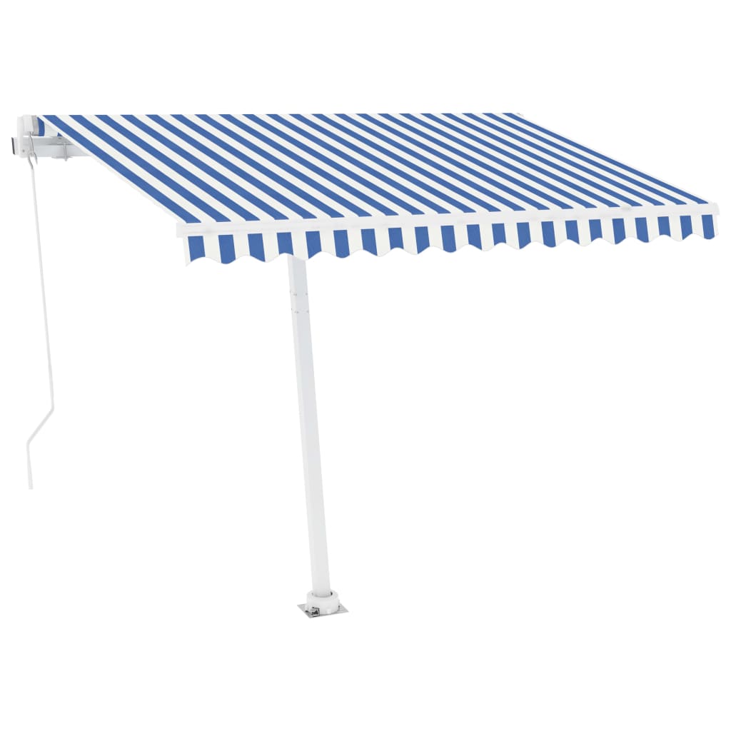 vidaXL Standmarkise Manuell Einziehbar 300x250 cm Blau/Weiß