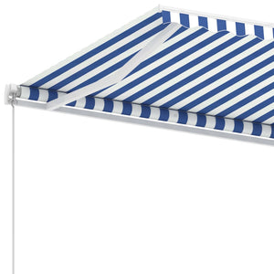 vidaXL Standmarkise Manuell Einziehbar 300x250 cm Blau/Weiß