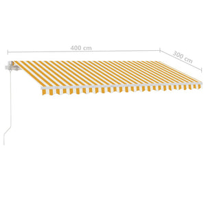 Markise Manuell Einziehbar mit LED 400x300 cm Gelb Weiß Stilecasa