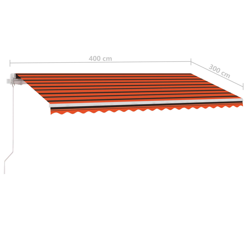 Markise Manuell Einziehbar mit LED 400x300 cm Orange Braun Stilecasa