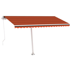 Markise Manuell Einziehbar mit LED 400x300 cm Orange Braun Stilecasa