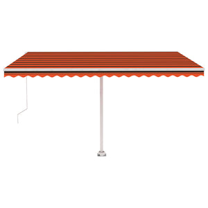 Markise Manuell Einziehbar mit LED 400x300 cm Orange Braun Stilecasa