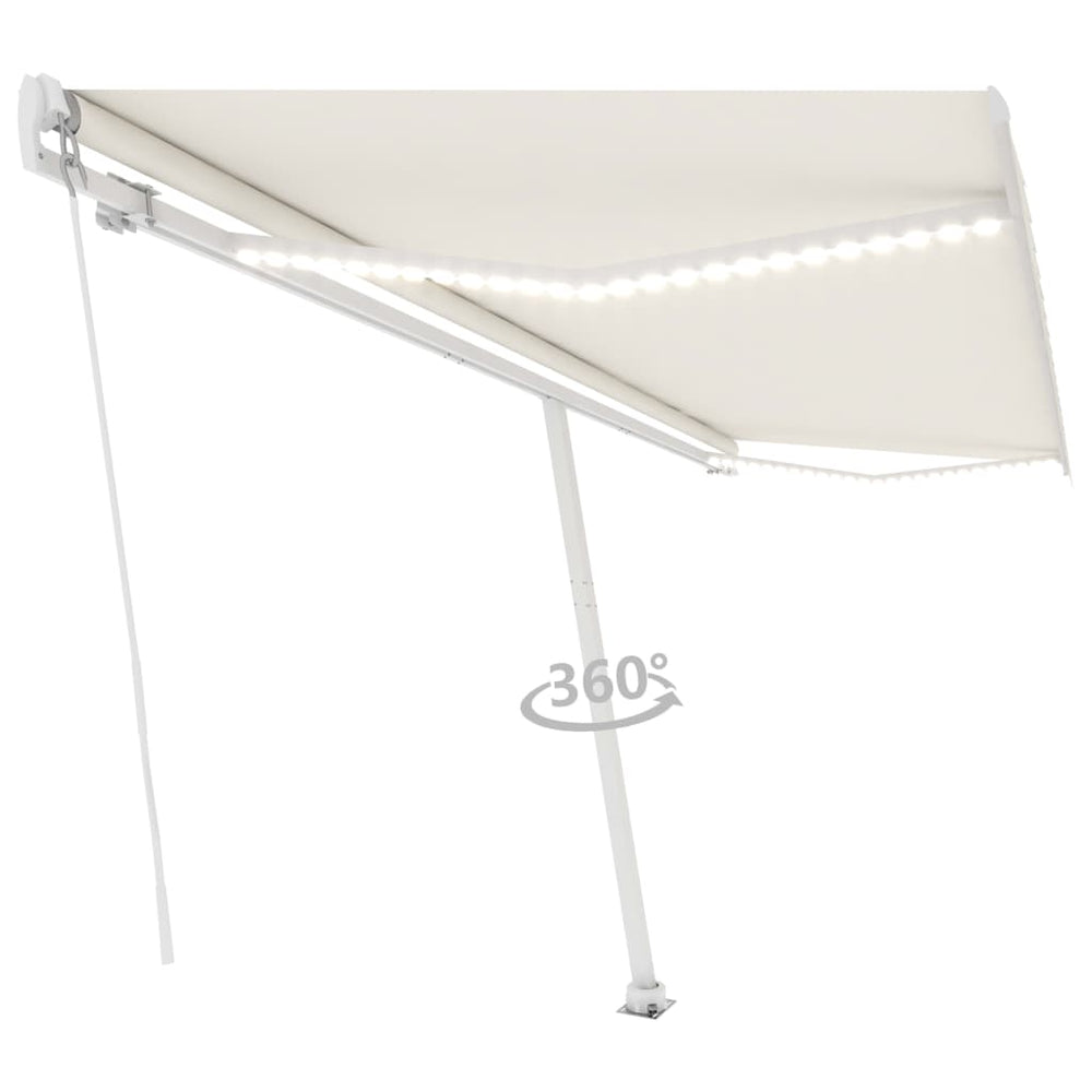 Markise Manuell Einziehbar mit LED 500x300 cm Creme Stilecasa