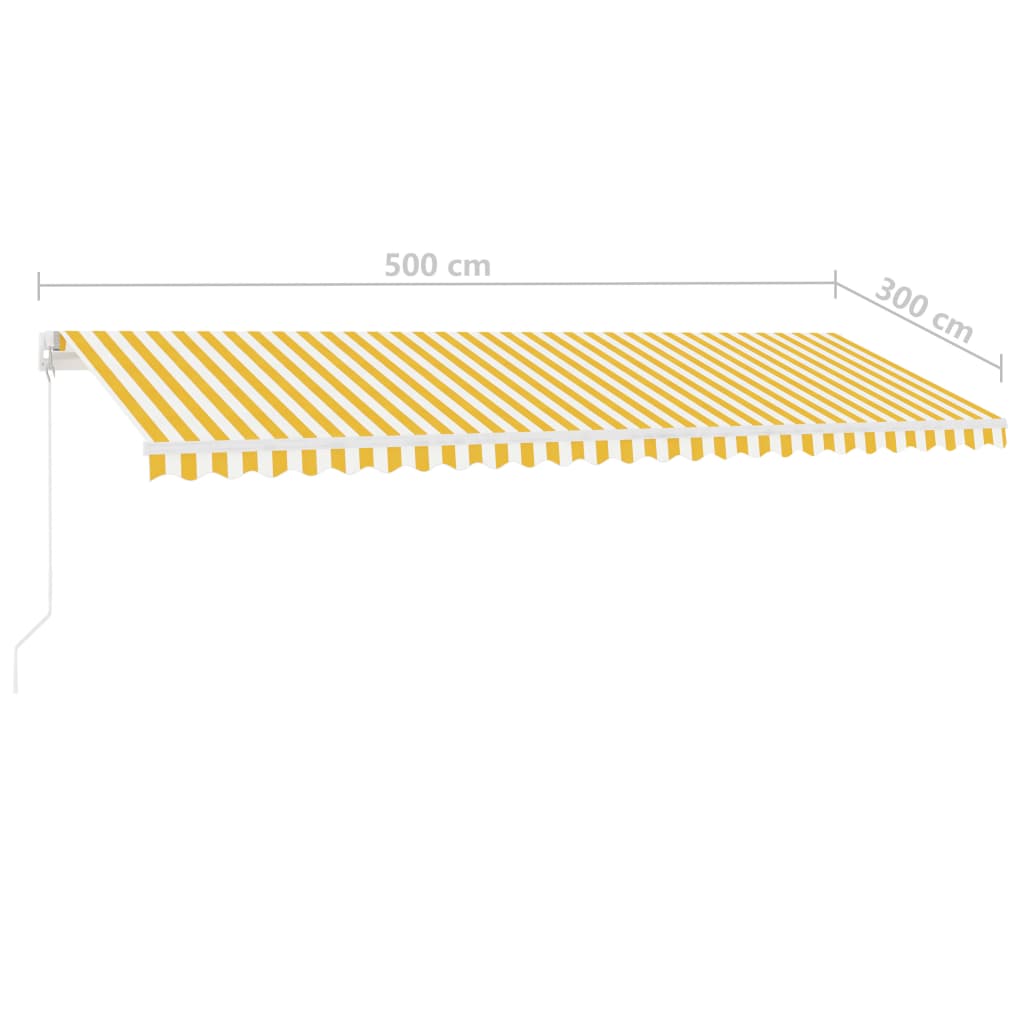 Markise Manuell Einziehbar mit LED 500x300 cm Gelb Weiß Stilecasa