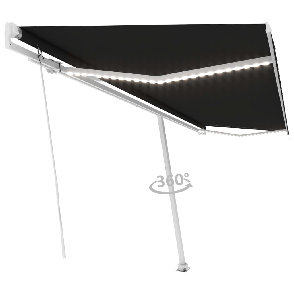 Markise Manuell Einziehbar mit LED 500x300 cm Anthrazit Stilecasa