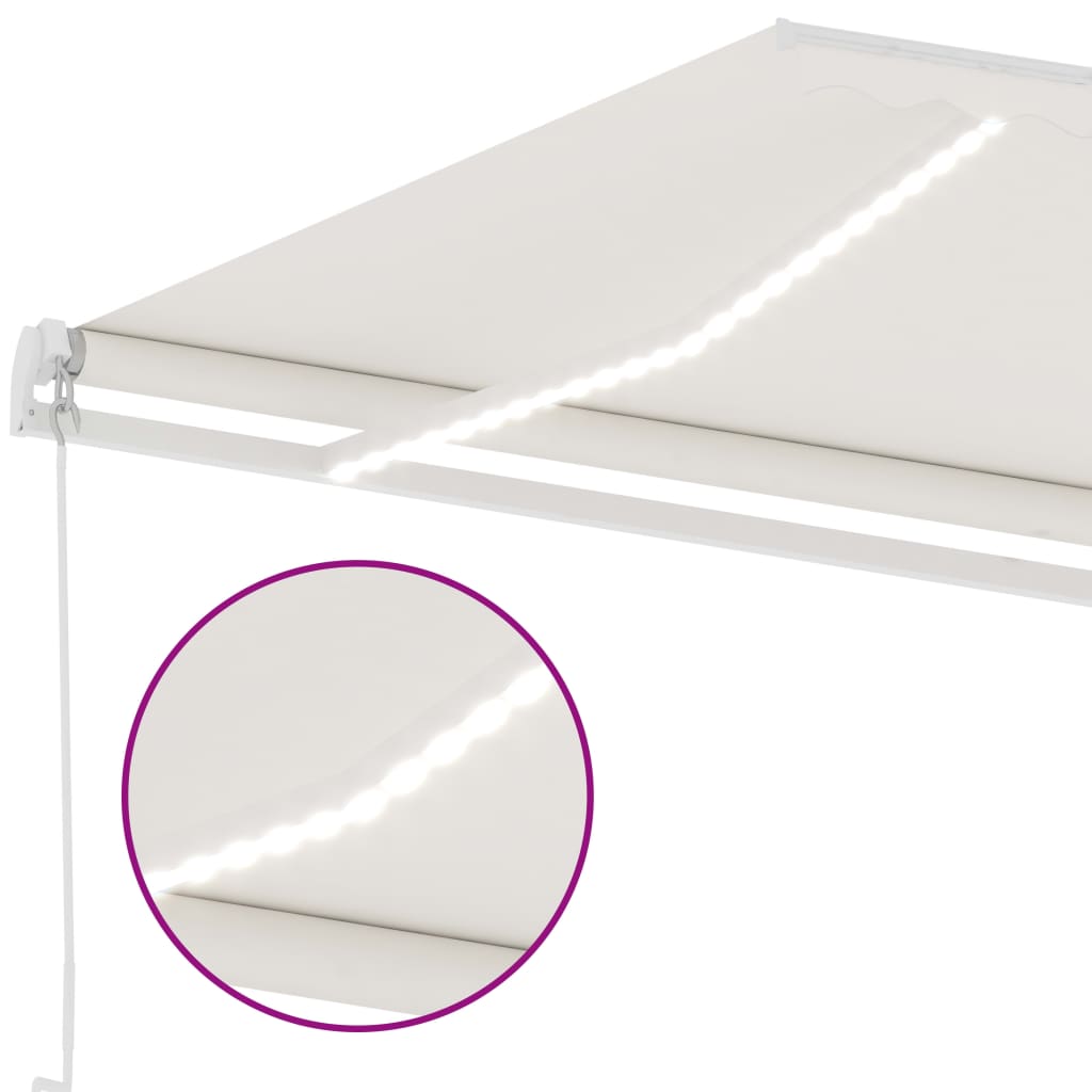 vidaXL Markise Manuell Einziehbar mit LED 600x300 cm Creme