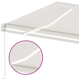 vidaXL Markise Manuell Einziehbar mit LED 600x300 cm Creme