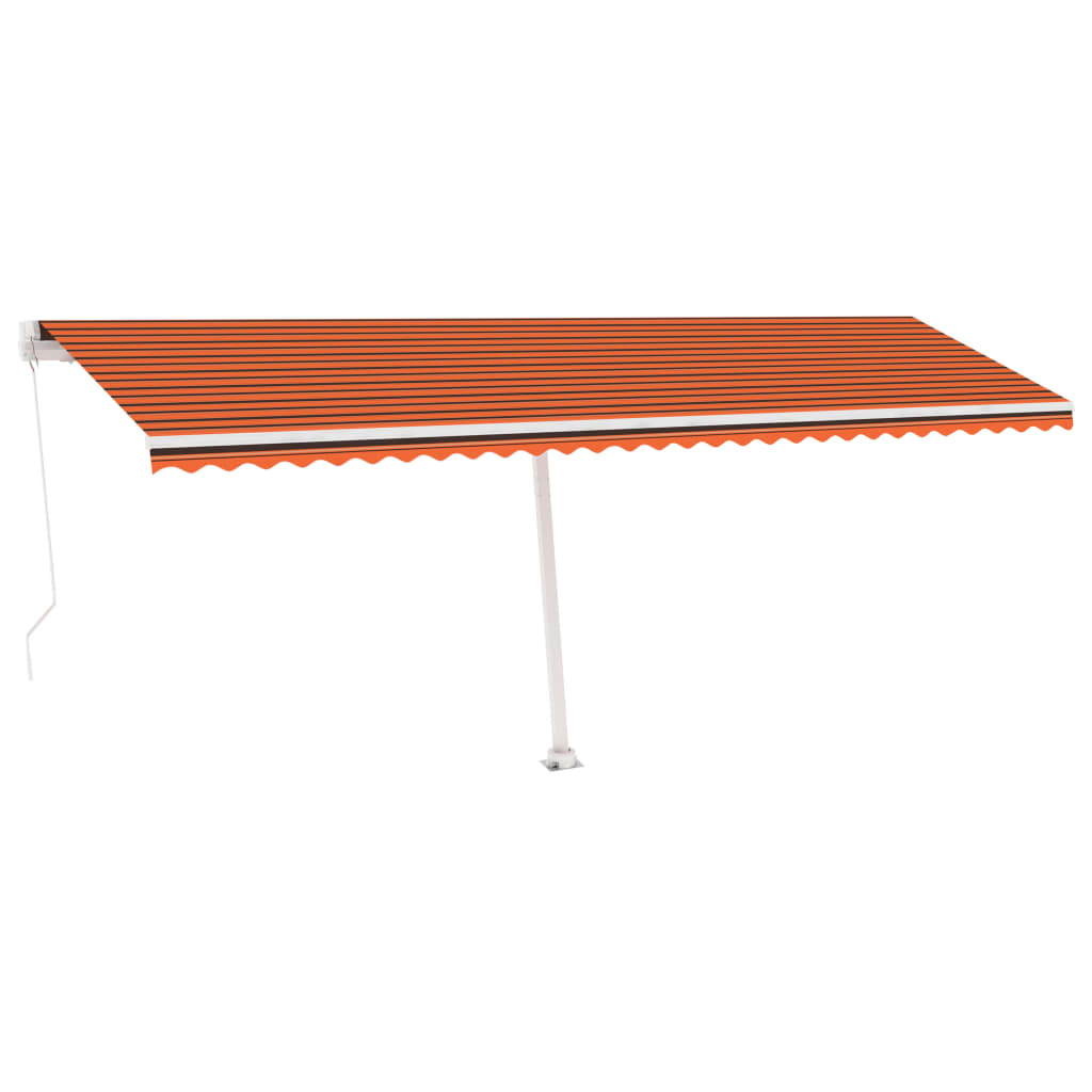 Markise Manuell Einziehbar mit LED 600x300 cm Orange Braun Stilecasa