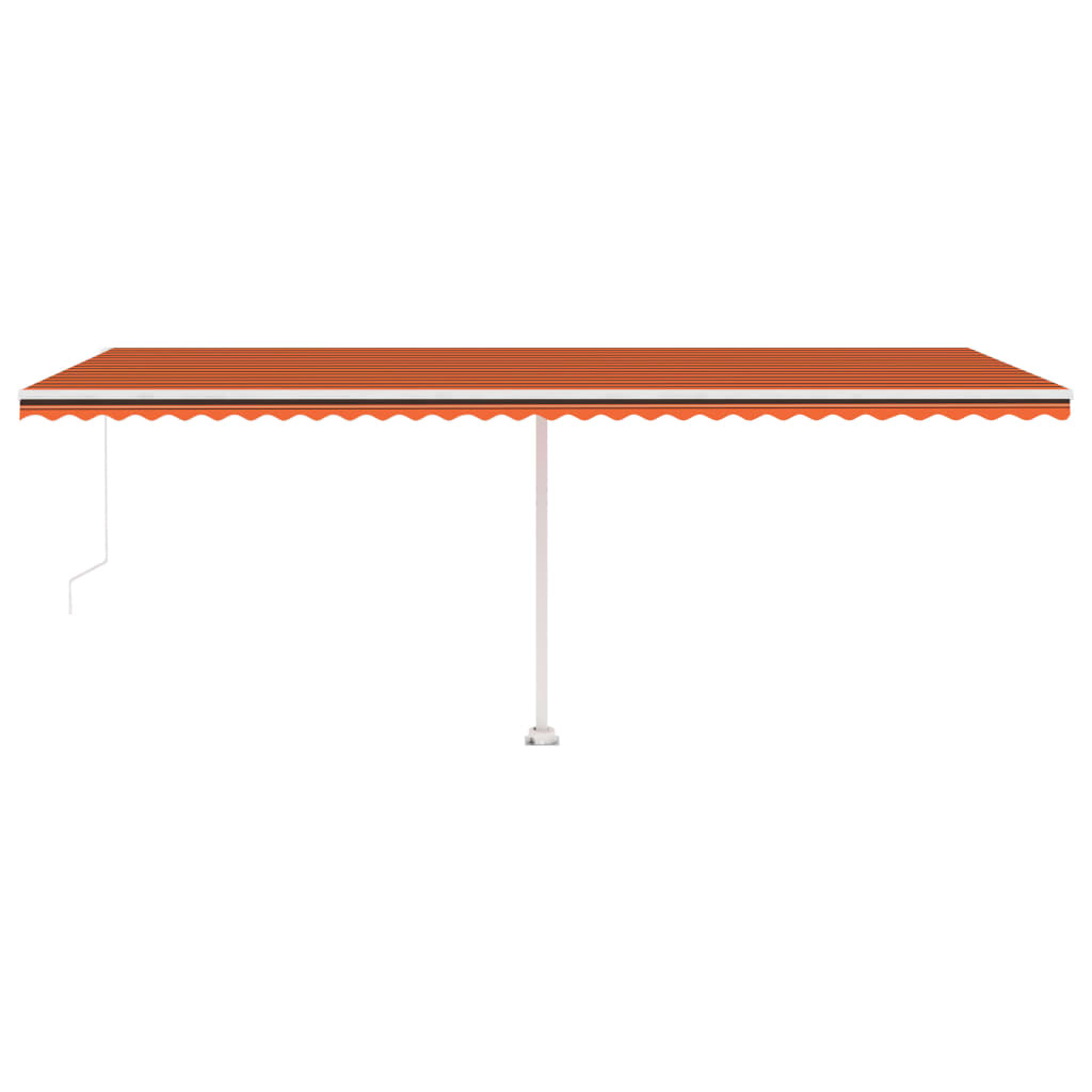 Markise Manuell Einziehbar mit LED 600x300 cm Orange Braun Stilecasa