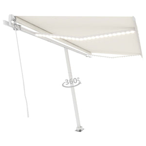 vidaXL Markise Manuell Einziehbar mit LED 450x350 cm Creme