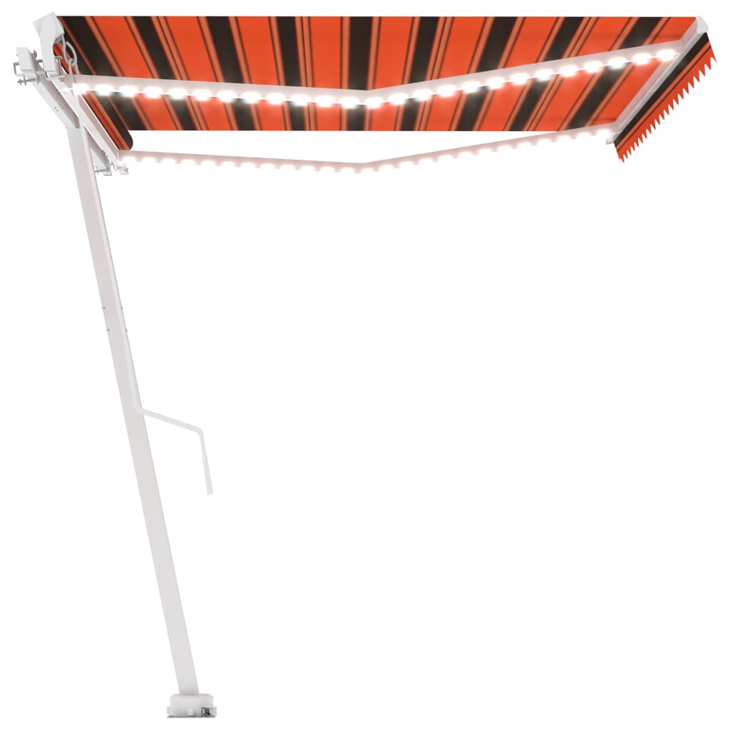 vidaXL Markise Manuell Einziehbar mit LED 450x350 cm Orange Braun