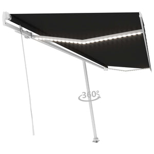 Markise Manuell Einziehbar mit LED 500x350 cm Anthrazit Stilecasa