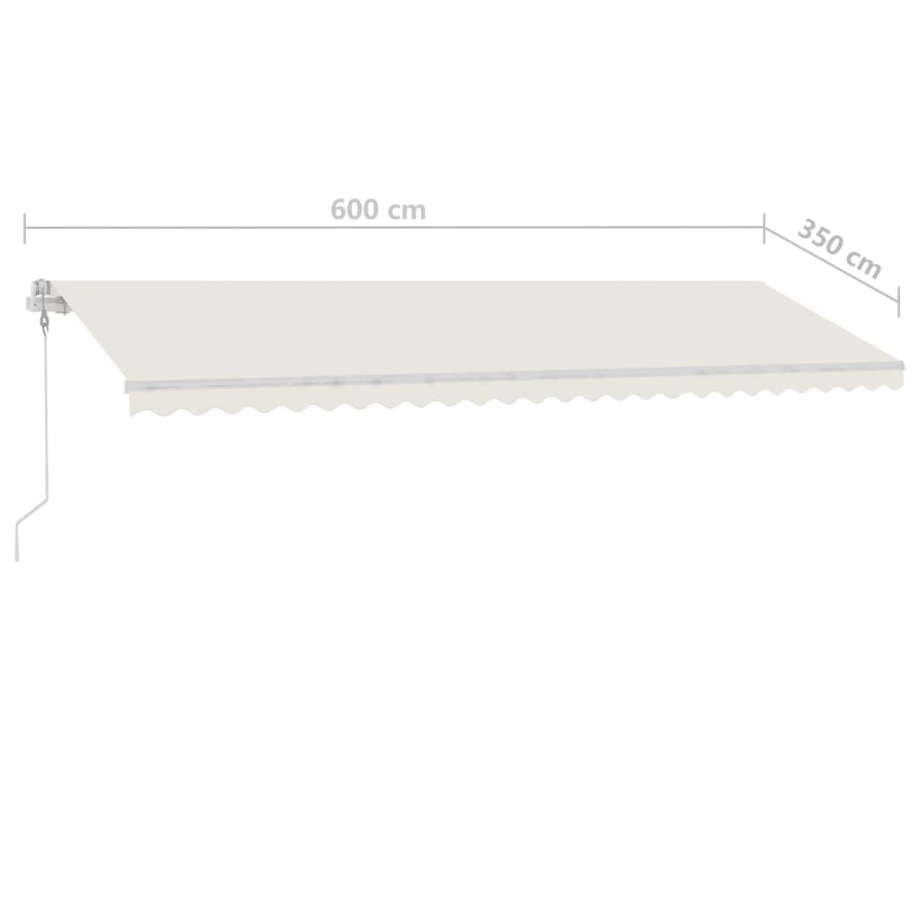 vidaXL Markise Manuell Einziehbar mit LED 600x350 cm Creme