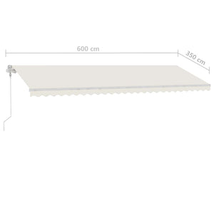 vidaXL Markise Manuell Einziehbar mit LED 600x350 cm Creme