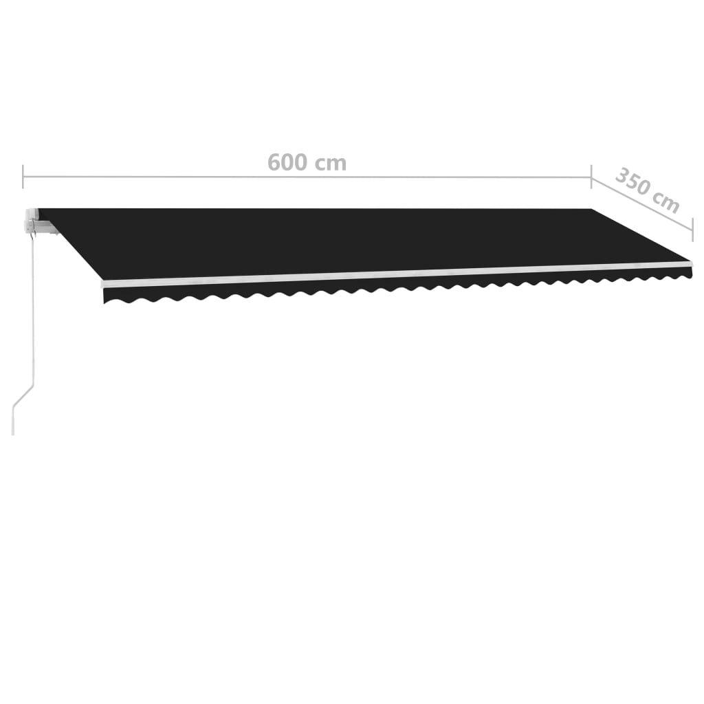 vidaXL Markise Manuell Einziehbar mit LED 600x350 cm Anthrazit