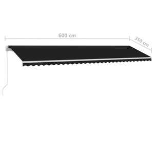 vidaXL Markise Manuell Einziehbar mit LED 600x350 cm Anthrazit