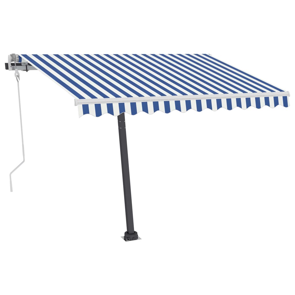 vidaXL Markise Manuell Einziehbar mit LED 300x250 cm Blau und Weiß