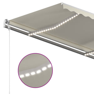 vidaXL Markise Manuell Einziehbar mit LED 300x250 cm Creme