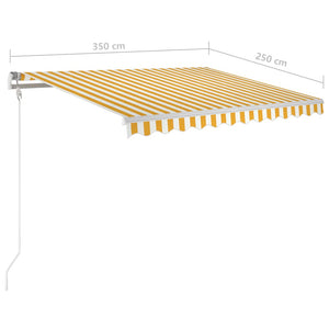 Markise Manuell Einziehbar mit LED 350x250 cm Gelb und Weiß Stilecasa