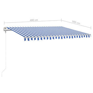 vidaXL Standmarkise Manuell Einziehbar 400x300 cm Blau/Weiß