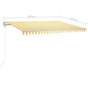 vidaXL Standmarkise Einziehbar Handbetrieben 400x300 cm Gelb/Weiß