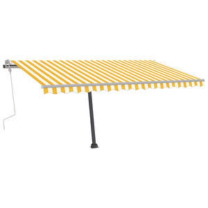 vidaXL Standmarkise Einziehbar Handbetrieben 400x300 cm Gelb/Weiß