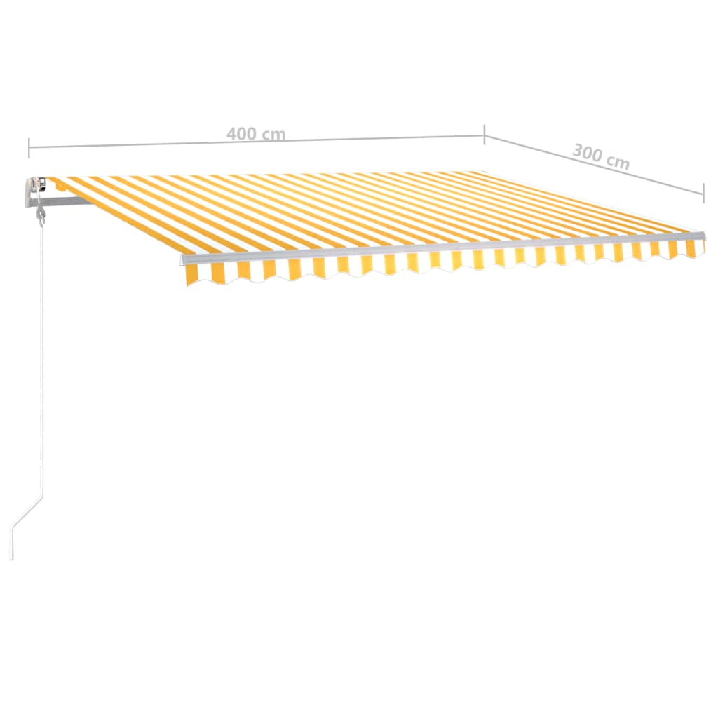 vidaXL Markise Manuell Einziehbar mit LED 400x300 cm Gelb and Weiß