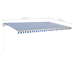 vidaXL Standmarkise Manuell Einziehbar 500x300 cm Blau/Weiß