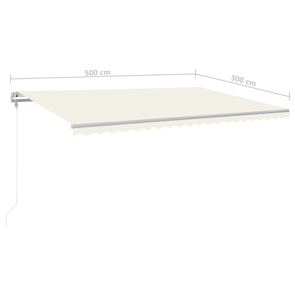 Markise Manuell Einziehbar mit LED 500x300 cm Creme Stilecasa