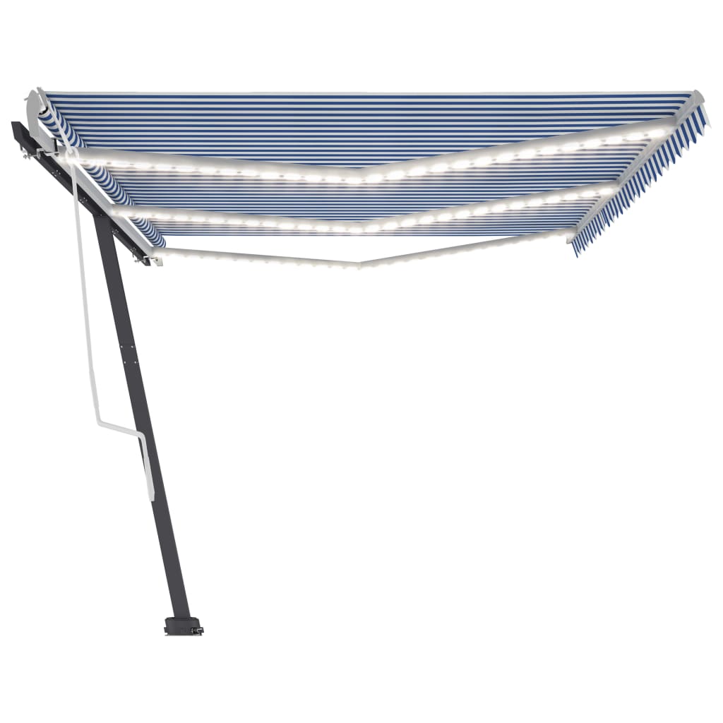 vidaXL Markise Manuell Einziehbar mit LED 600x300 cm Blau und Weiß