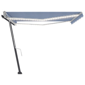 vidaXL Markise Manuell Einziehbar mit LED 400x350 cm Blau und Weiß