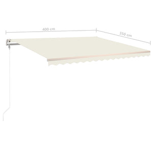 vidaXL Markise Manuell Einziehbar mit LED 400x350 cm Creme