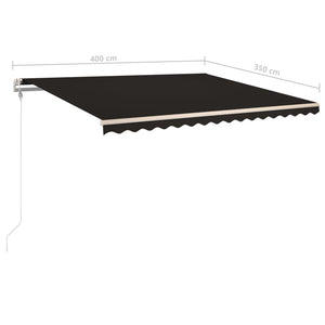 vidaXL Markise Manuell Einziehbar mit LED 400x350 cm Anthrazit