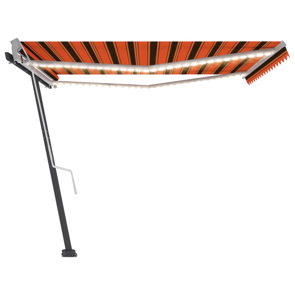 vidaXL Markise Manuell Einziehbar mit LED 400x350 cm Orange Braun