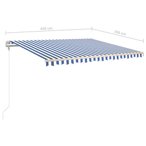 vidaXL Standmarkise Einziehbar Handbetrieben 450x350 cm Blau/Weiß