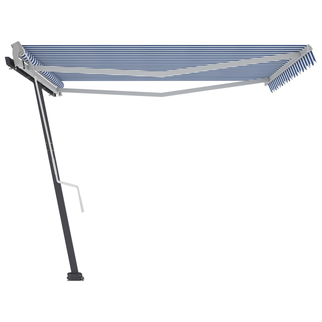 vidaXL Standmarkise Einziehbar Handbetrieben 450x350 cm Blau/Weiß