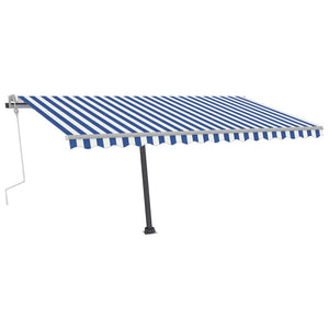 vidaXL Standmarkise Einziehbar Handbetrieben 450x350 cm Blau/Weiß