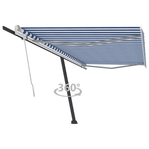 vidaXL Standmarkise Manuell Einziehbar 500x350 cm Blau/Weiß