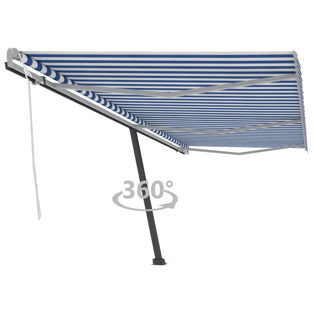 vidaXL Standmarkise Manuell Einziehbar 600x350 cm Blau/Weiß