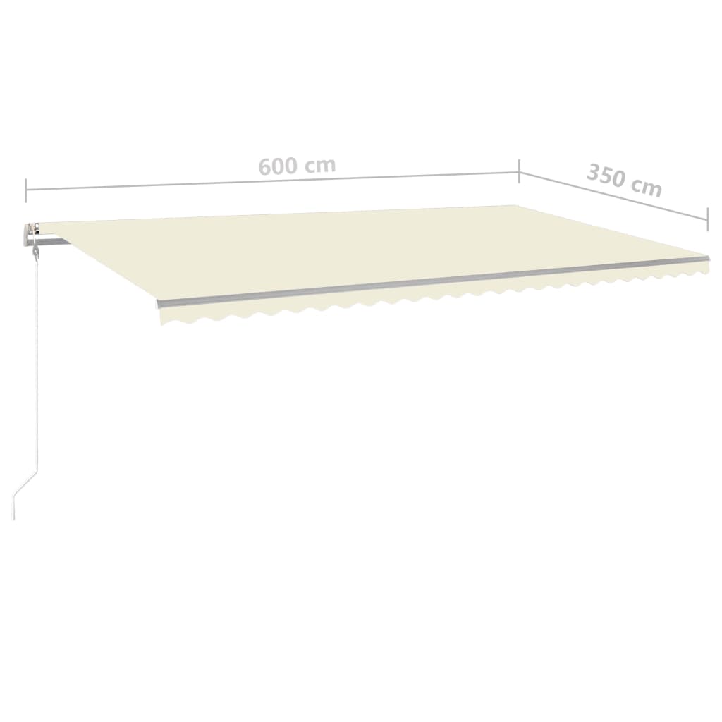 vidaXL Markise Manuell Einziehbar mit LED 600x350 cm Creme